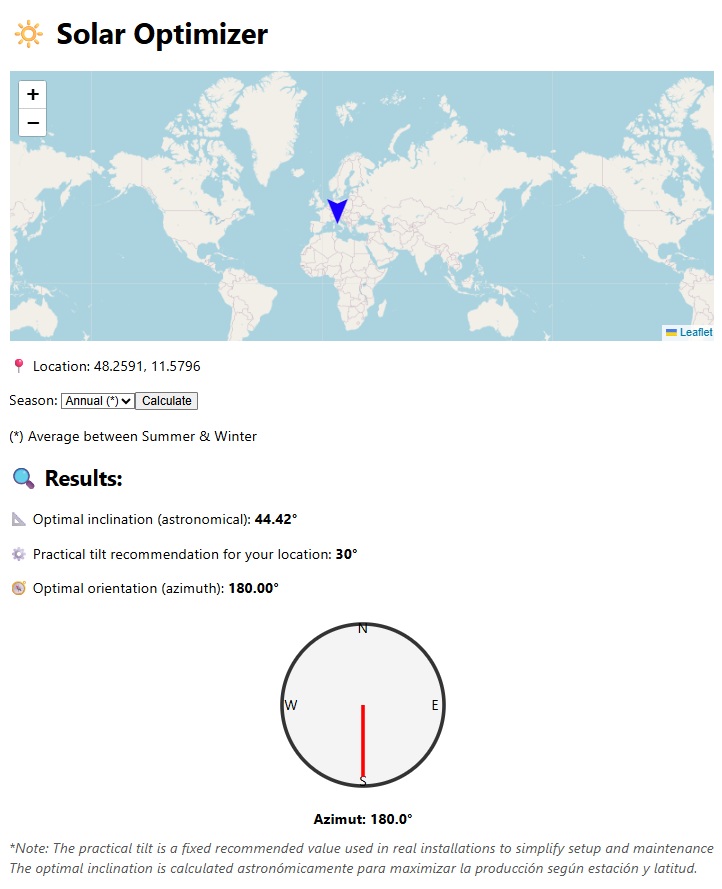 Vista previa del Solar Optimizer